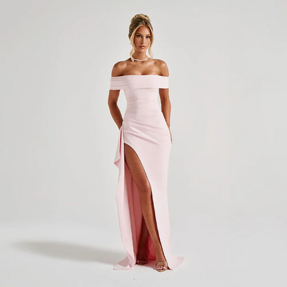 Madison | Women’s Long Dress with Off Shoulder Slit Detail