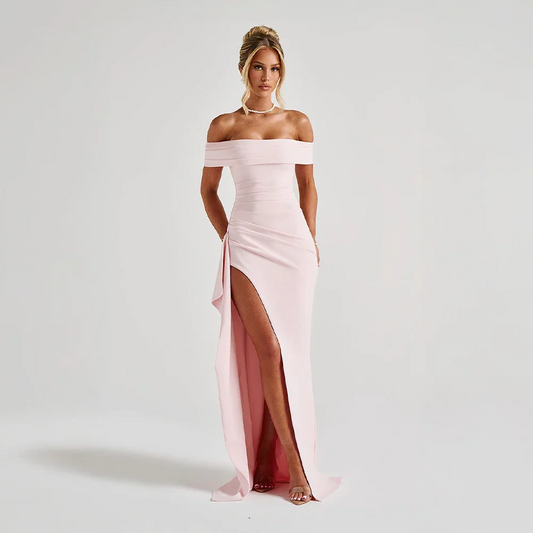 Madison | Women’s Long Dress with Off Shoulder Slit Detail