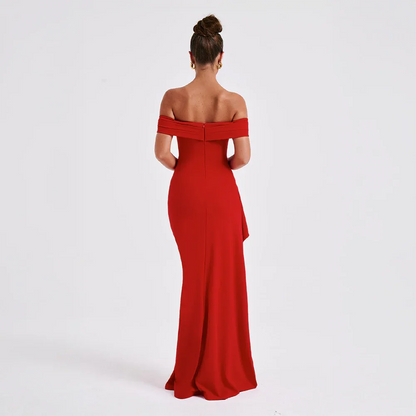 Madison | Women’s Long Dress with Off Shoulder Slit Detail