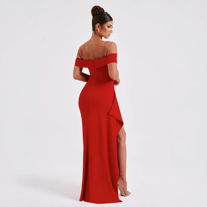 Madison | Women’s Long Dress with Off Shoulder Slit Detail
