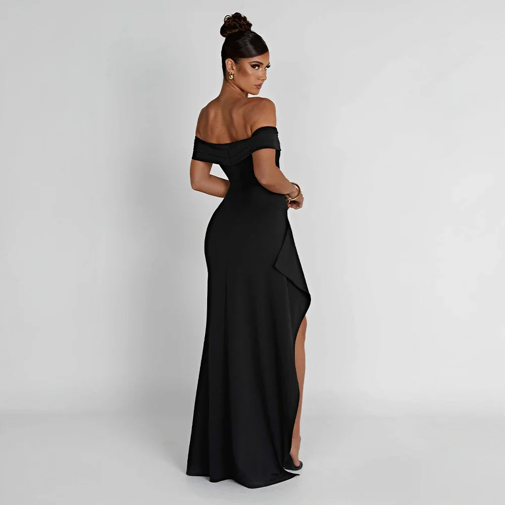 Madison | Women’s Long Dress with Off Shoulder Slit Detail