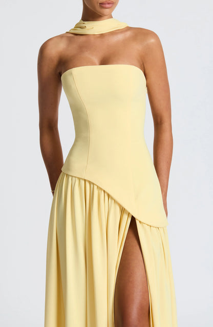 Mackenzie | Women’s corset maxi dress with high slit