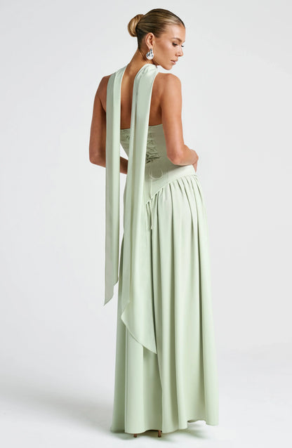 Mackenzie | Women’s corset maxi dress with high slit