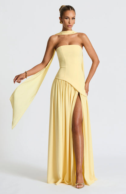 Mackenzie | Women’s corset maxi dress with high slit