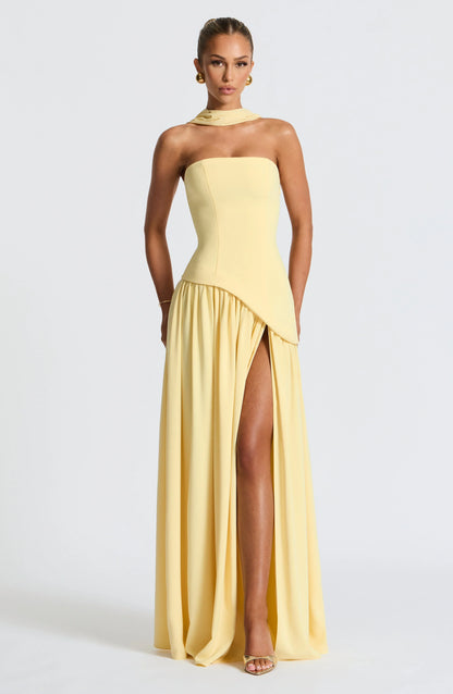 Mackenzie | Women’s corset maxi dress with high slit