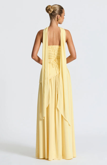 Mackenzie | Women’s corset maxi dress with high slit