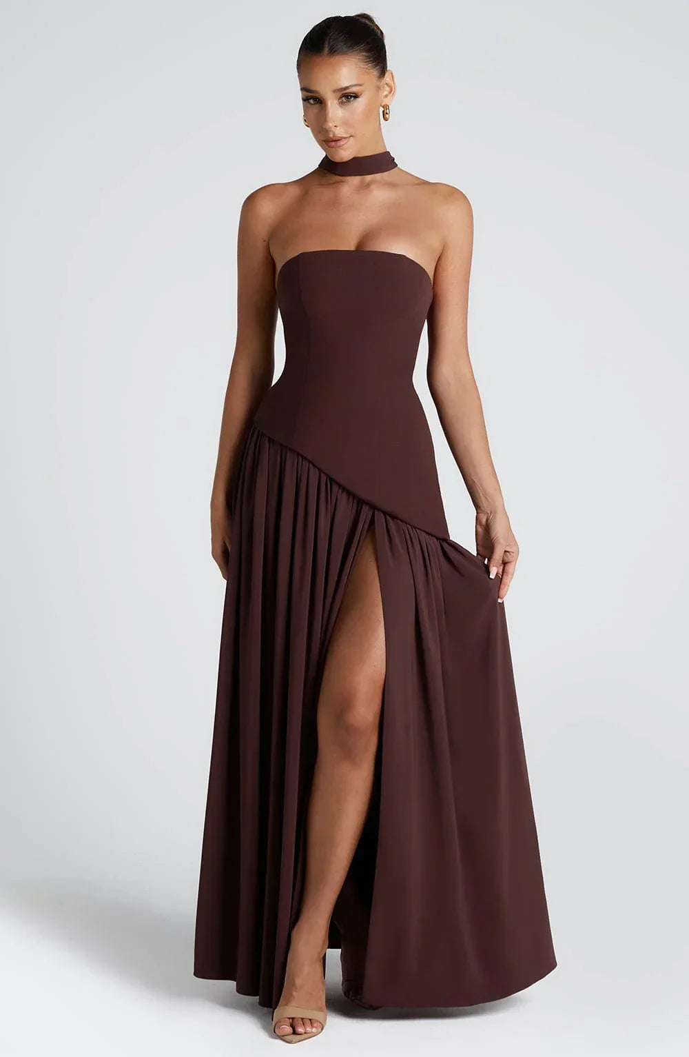 Mackenzie | Women’s corset maxi dress with high slit
