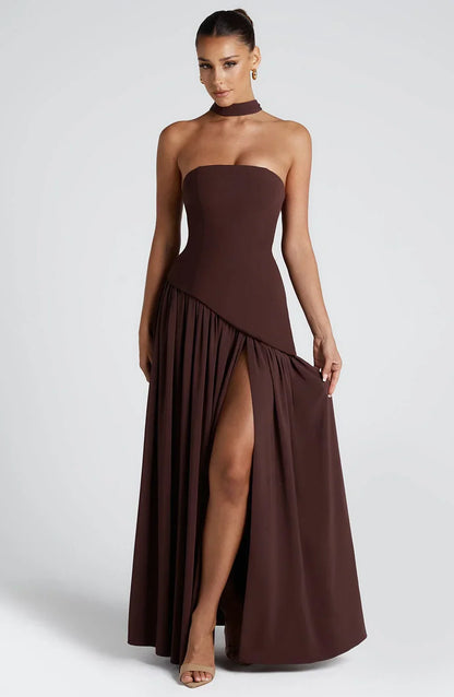 Mackenzie | Women’s corset maxi dress with high slit