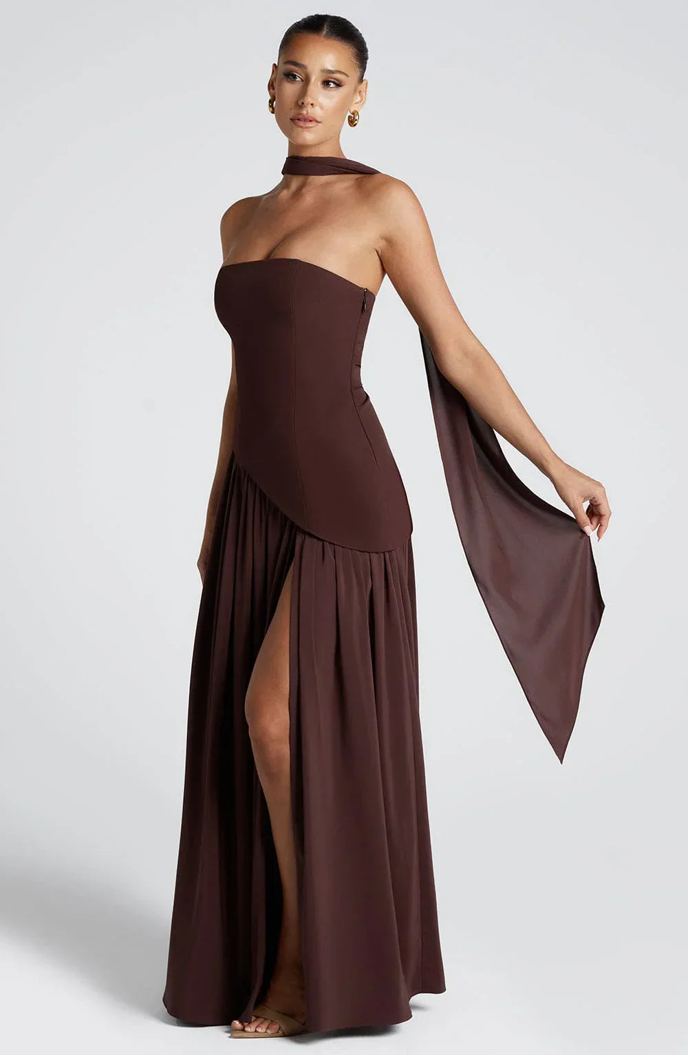 Mackenzie | Women’s corset maxi dress with high slit