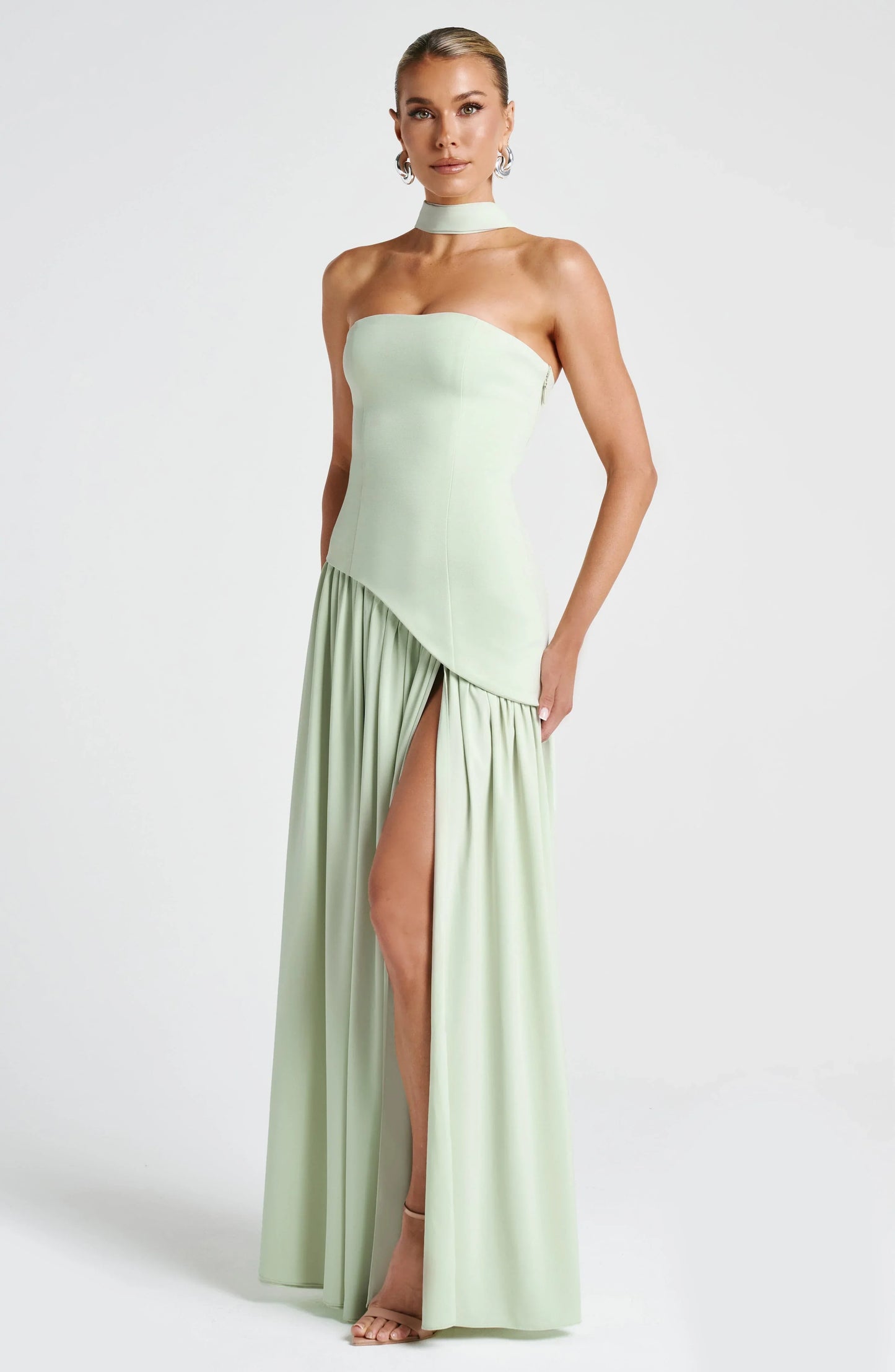 Mackenzie | Women’s corset maxi dress with high slit