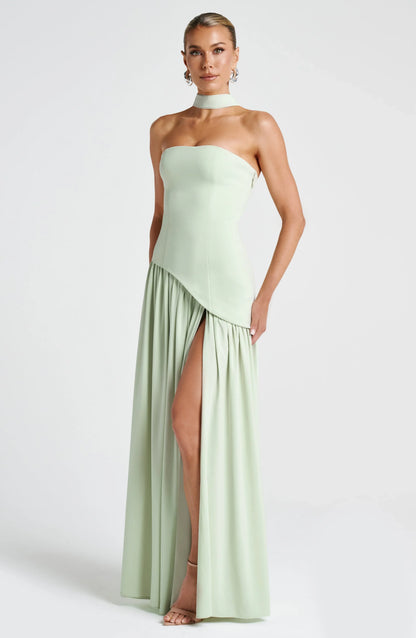 Mackenzie | Women’s corset maxi dress with high slit