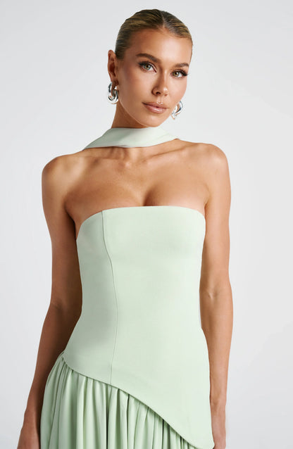 Mackenzie | Women’s corset maxi dress with high slit