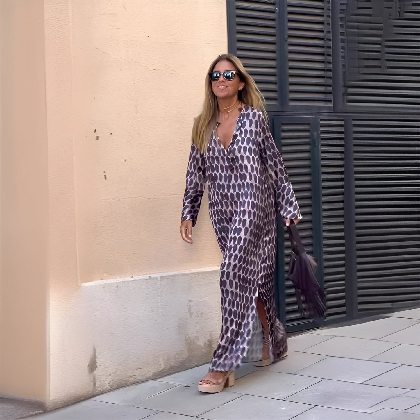Ariana | Women’s Maxi Dress with Boho Printed Long Sleeve