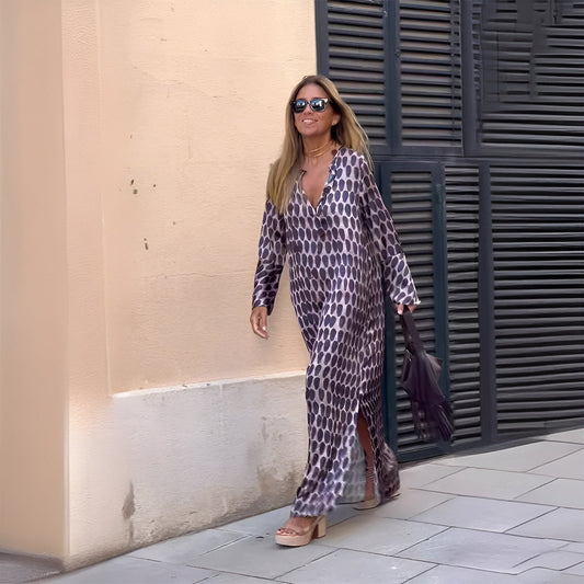 Ariana | Women’s Maxi Dress with Boho Printed Long Sleeve