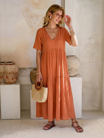 Stella | Women’s Maxi Dress with Boho V Neck Tiered