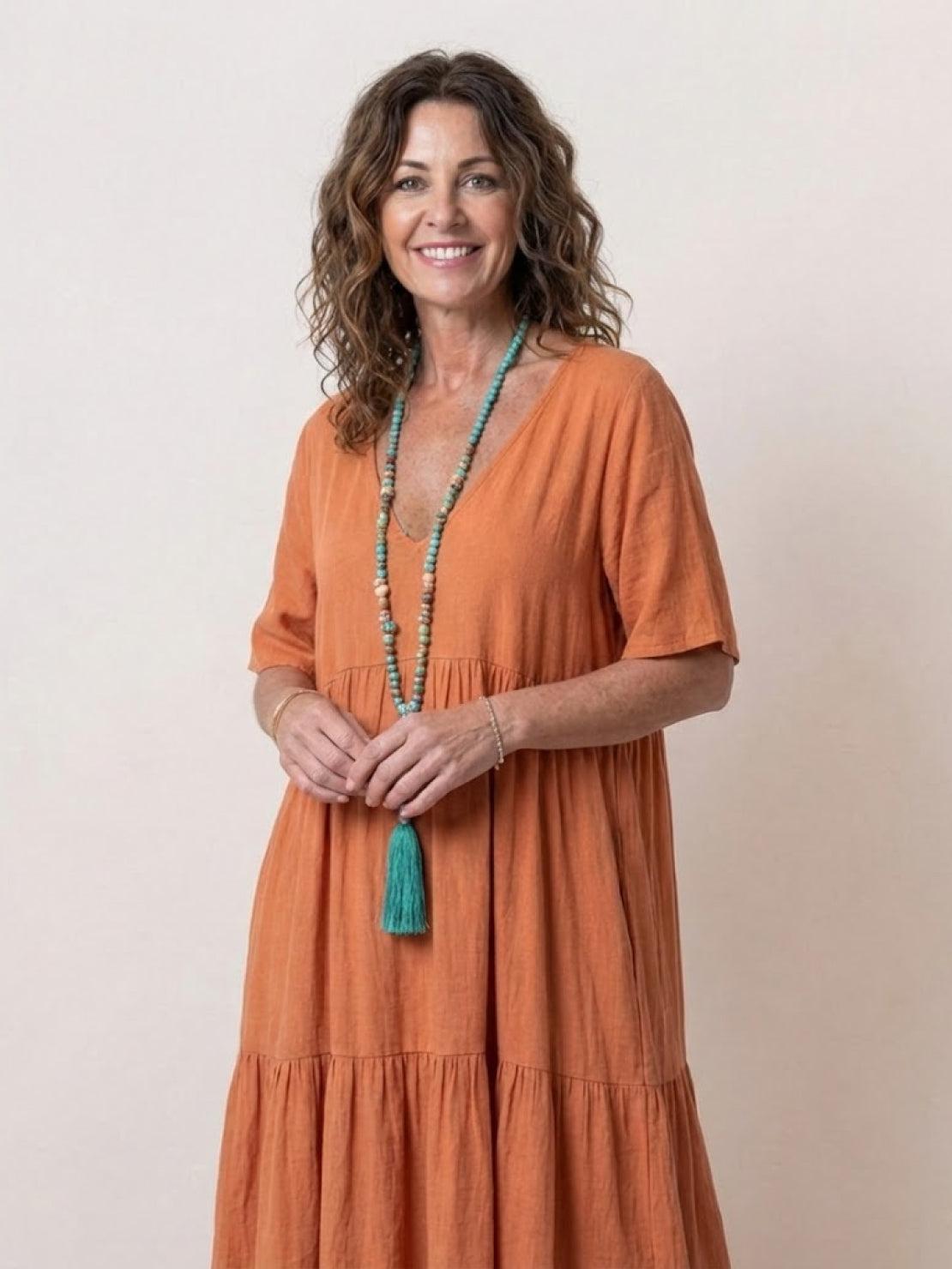 Stella | Women’s Maxi Dress with Boho V Neck Tiered