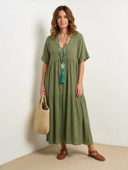 Stella | Women’s Maxi Dress with Boho V Neck Tiered