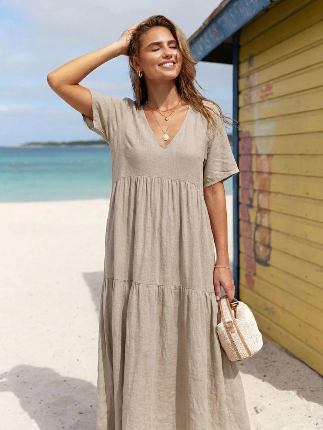 Stella | Women’s Maxi Dress with Boho V Neck Tiered