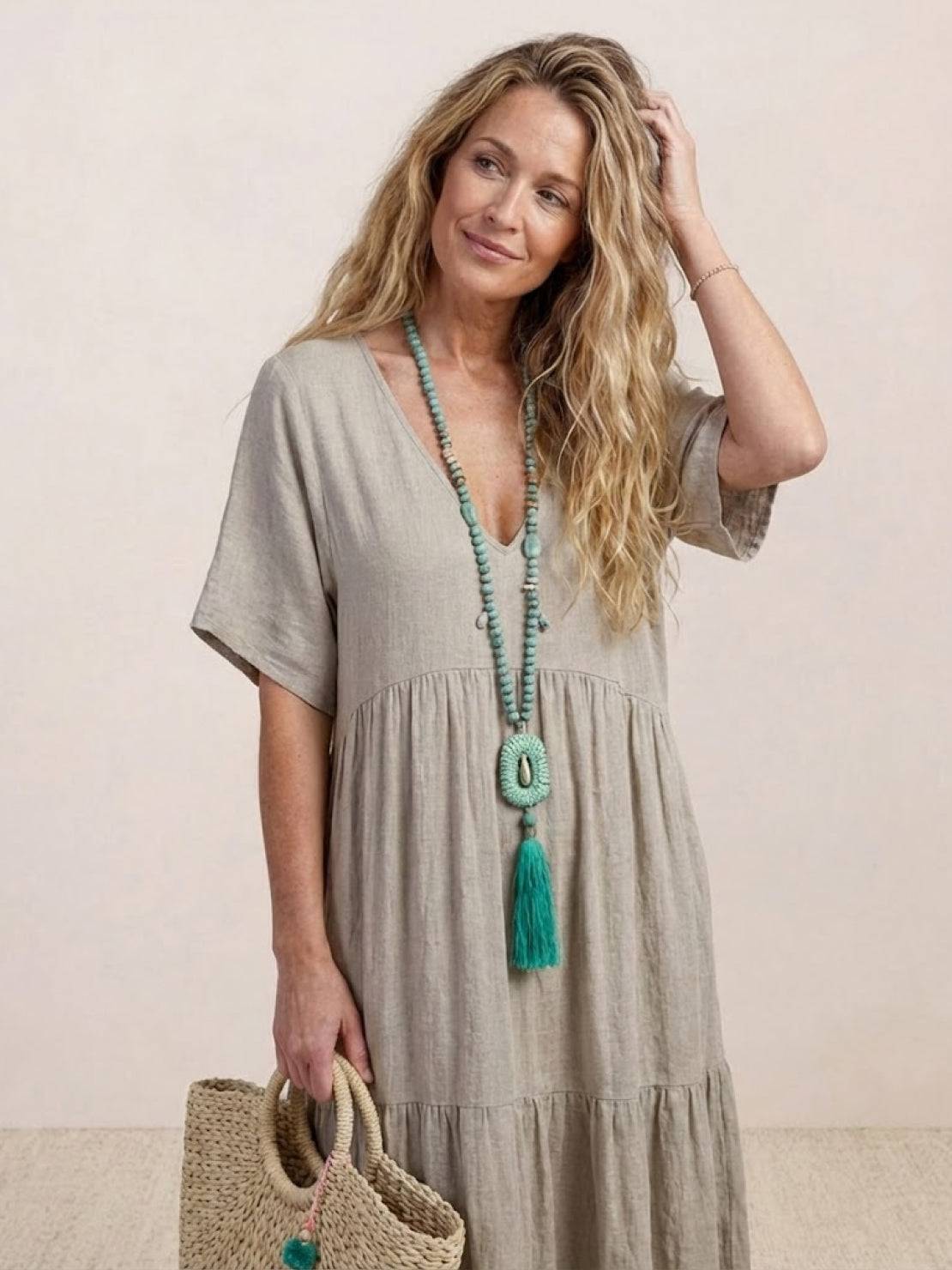 Stella | Women’s Maxi Dress with Boho V Neck Tiered