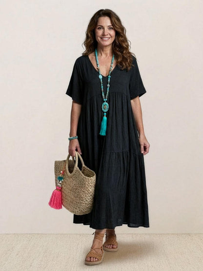 Stella | Women’s Maxi Dress with Boho V Neck Tiered