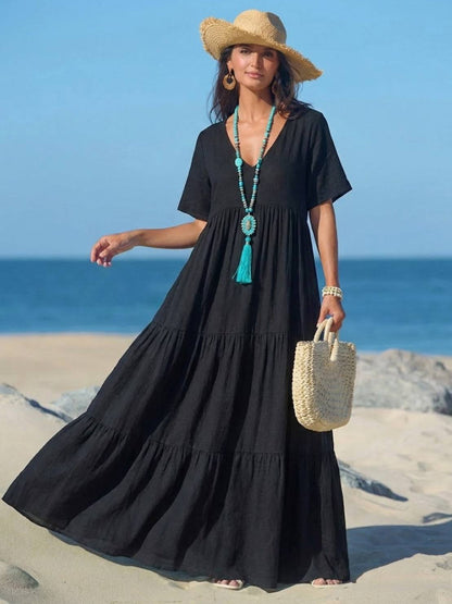 Stella | Women’s Maxi Dress with Boho V Neck Tiered
