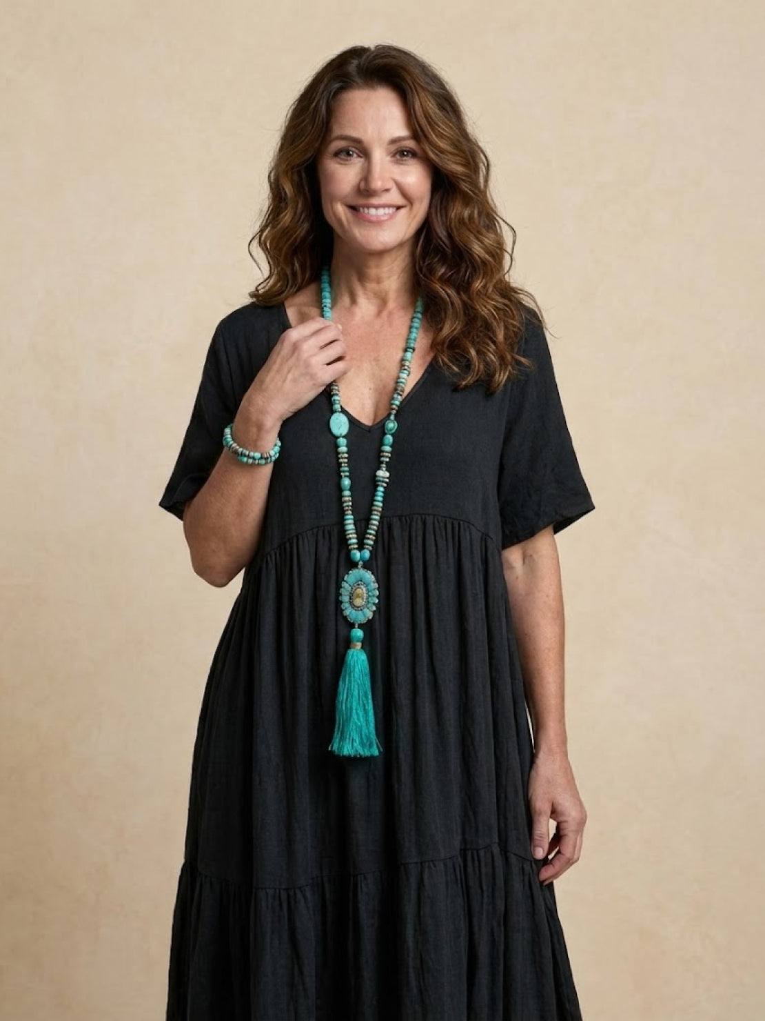 Stella | Women’s Maxi Dress with Boho V Neck Tiered
