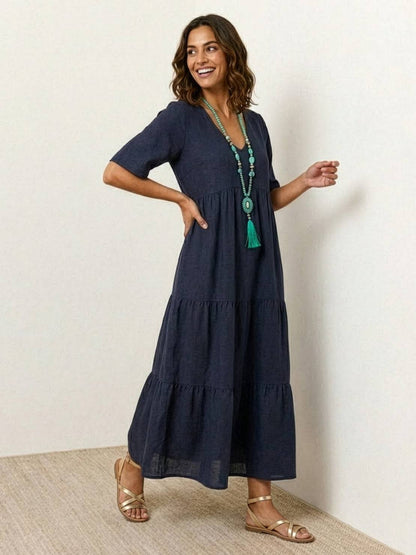 Stella | Women’s Maxi Dress with Boho V Neck Tiered
