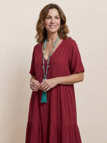 Stella | Women’s Maxi Dress with Boho V Neck Tiered