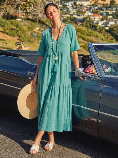 Stella | Women’s Maxi Dress with Boho V Neck Tiered