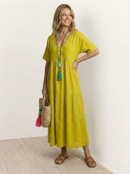 Stella | Women’s Maxi Dress with Boho V Neck Tiered