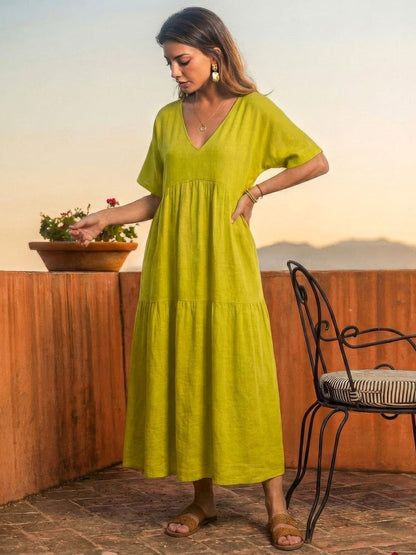 Stella | Women’s Maxi Dress with Boho V Neck Tiered