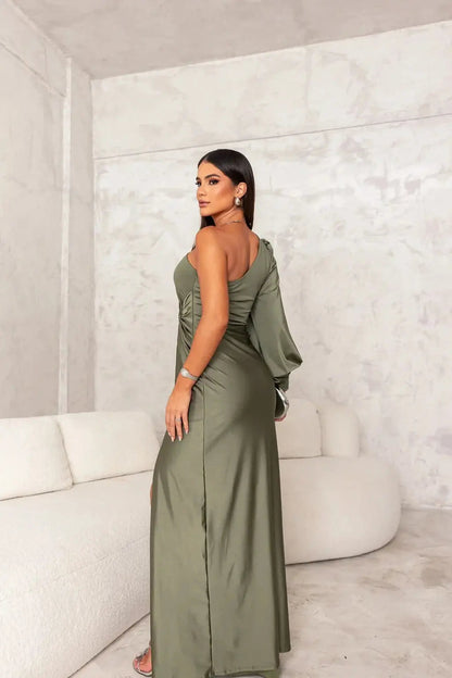 Brielle | Maxi dress with one shoulder draped slit
