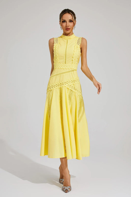 Kendall | Women’s wedding guest midi dress with sleeveless lace