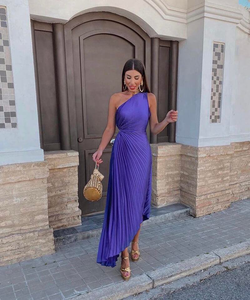 Claire | Women’s Wedding Guest Dress with One Shoulder Asymmetrical Hem