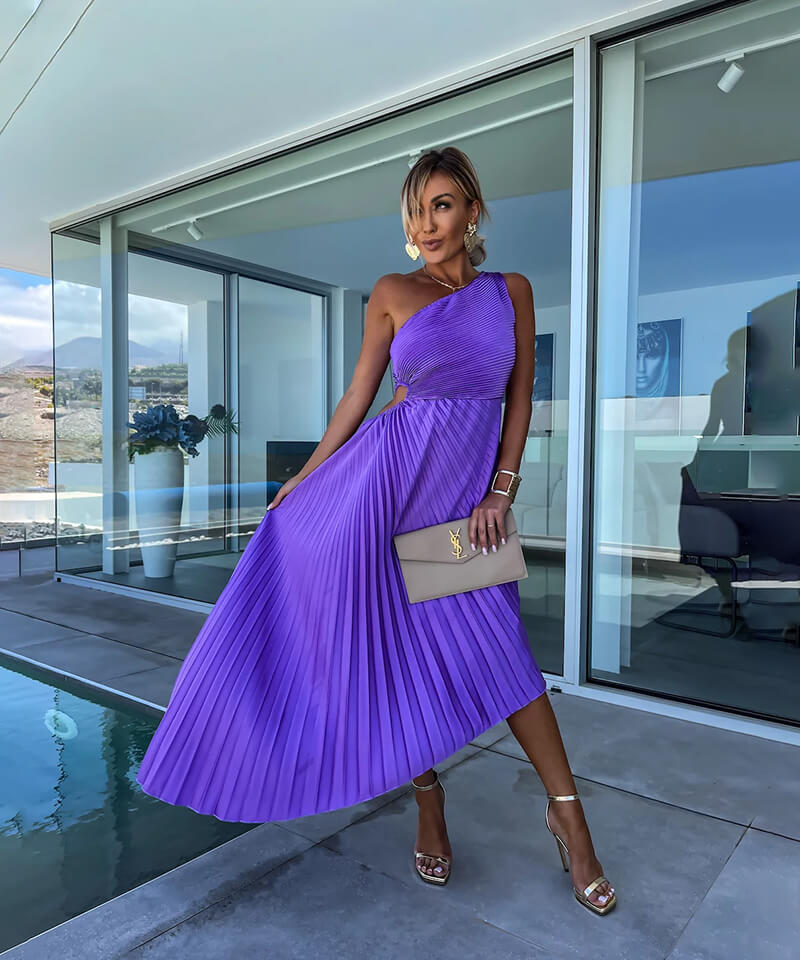 Claire | Women’s Wedding Guest Dress with One Shoulder Asymmetrical Hem