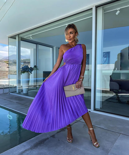 Claire | Women’s Wedding Guest Dress with One Shoulder Asymmetrical Hem