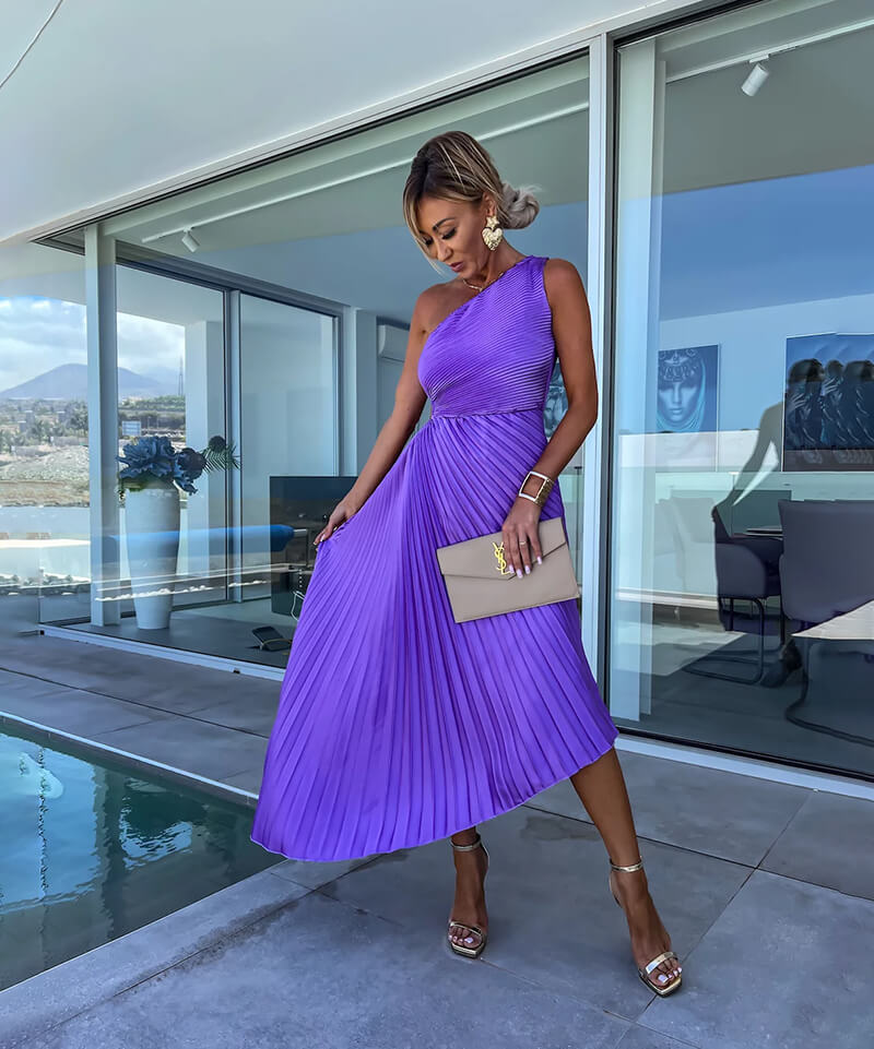Claire | Women’s Wedding Guest Dress with One Shoulder Asymmetrical Hem